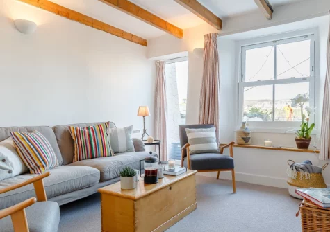 The living room at Amelia Cottage, Polruan
