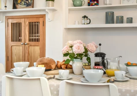 The kitchen & dining area at Amelia Cottage, Polruan