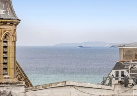 The magnificent view from the decked patio at Anchor Loft, St Ives