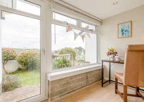 The office space, perfect for setting up your laptop, at Anchor Watch, Fowey