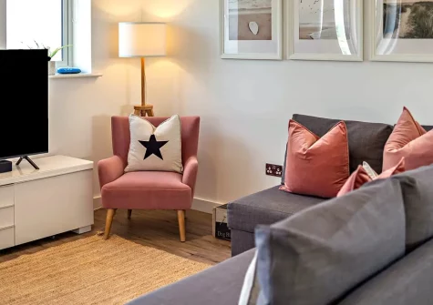 The living area at Andas Beach House, Westward Ho!