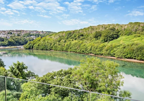 The rivier view from bedroom #1 private balcony & outdoor sitting area at Annabell, Looe