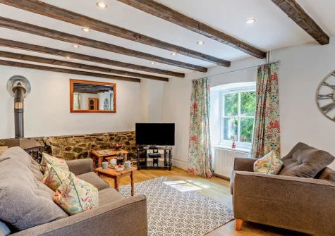 The living area at Annas Cottage, Langtree