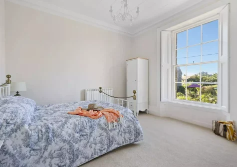 The bedroom at Apartment 1 at The Gew, Marazion