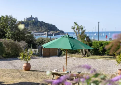 The shared garden & alfresco dining area at Apartment 1 at The Gew, Marazion
