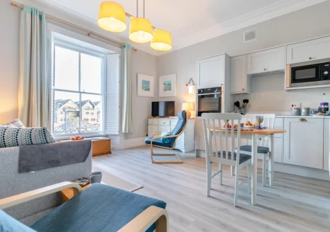 The living, dining area & kitchen at Apartment 5 at Quayside, Falmouth