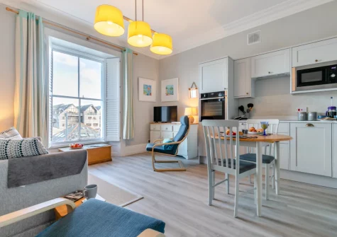 The living, dining area & kitchen at Apartment 5 at Quayside, Falmouth