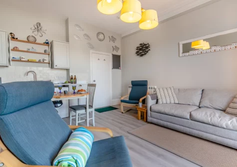 The living & dining area at Apartment 5 at Quayside, Falmouth