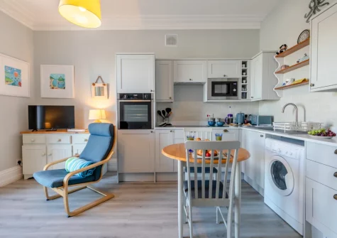 The living, dining area & kitchen at Apartment 5 at Quayside, Falmouth