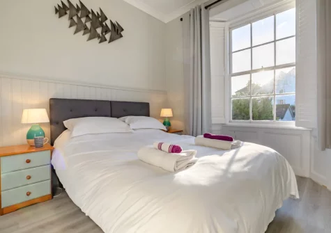 The bedroom at Apartment 5 at Quayside, Falmouth