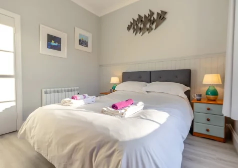 The bedroom at Apartment 5 at Quayside, Falmouth