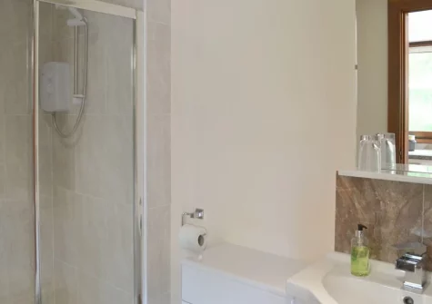 The shower room at Apple Barrel Barn, Dunkeswell Abbey