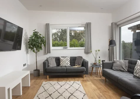 The living area at Apple Lodge, Little Dunley Cottages, Bovey Tracey