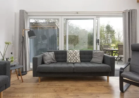 The living area at Apple Lodge, Little Dunley Cottages, Bovey Tracey