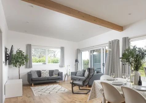 The living area at Apple Lodge, Little Dunley Cottages, Bovey Tracey
