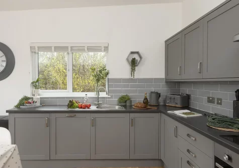 The kitchen at Apple Lodge, Little Dunley Cottages, Bovey Tracey