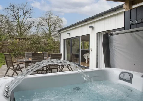 The hot tub at Apple Lodge, Little Dunley Cottages, Bovey Tracey