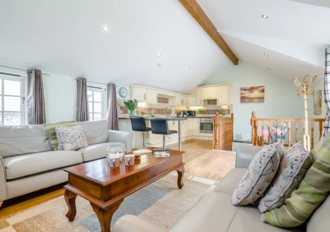 The living area at April Cottage at Sanctuary Farm, Woodford