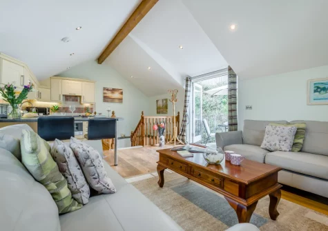 The living area at April Cottage at Sanctuary Farm, Woodford