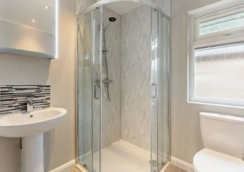 Bedroom #1 en-suite shower room at Ash Lodge, Meldon