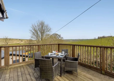 The decked terrace & alfresco dining area at Ash Lodge, The Retreat, Romansleigh