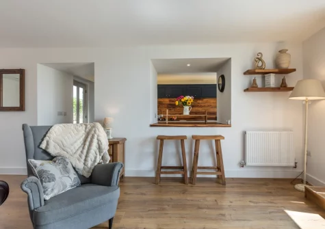 The living area at Austen Cottage, Swanmoor Grange, Harracott