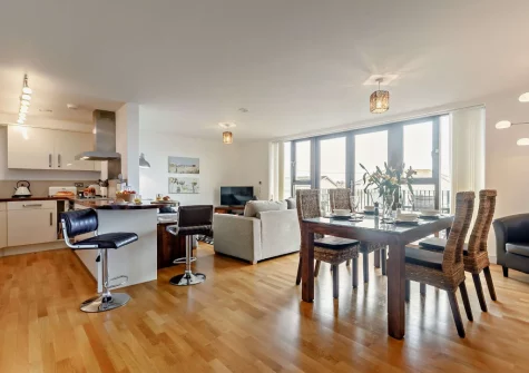 The living area & kitchen at Avalon, Clipper Cove, Praa Sands