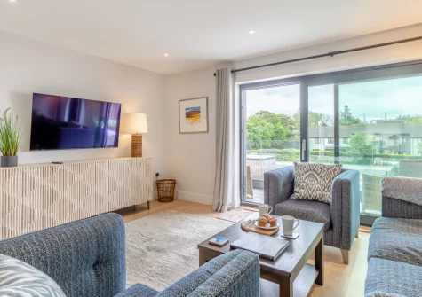 The living area at Avalon, Harlyn