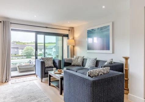 The living area at Avalon, Harlyn