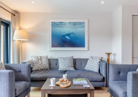 The living area at Avalon, Harlyn