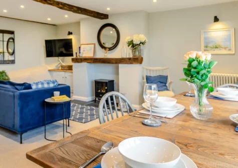 Azalea Barn, Lee is a stunning barn conversion near the North Devon coast, featuring a private hot tub, stylish interiors with original features, and direct access to scenic coastal walks leading to Lee Bay's beaches and village pub.