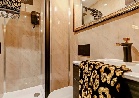 The shower room at Badgers At Langoose, Lanhydrock
