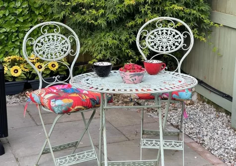 The patio & outdoor sitting area at Badgers At Langoose, Lanhydrock