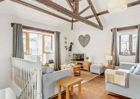 The living area at Banjo Cottage, Looe