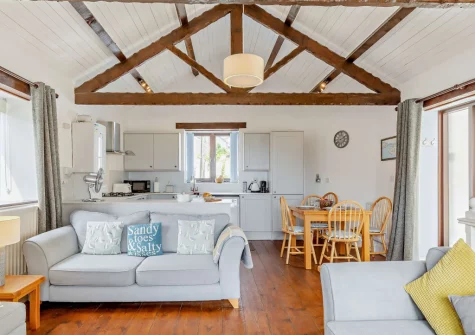 The living area at Banjo Cottage, Looe
