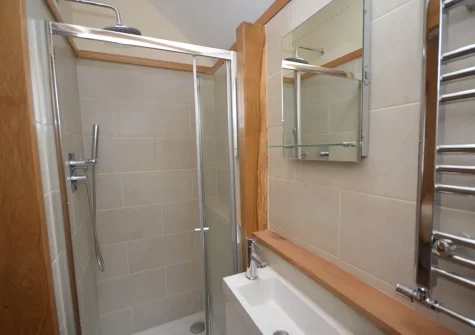 Bedroom #3 en-suite shower room at Barn View Hill Farm, Uplowman