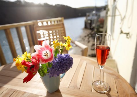 The decked balcony at Barnacles, Fowey