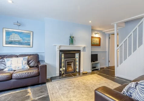The living room at Barney Cottage, Polruan