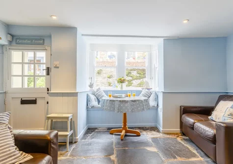 The living room at Barney Cottage, Polruan