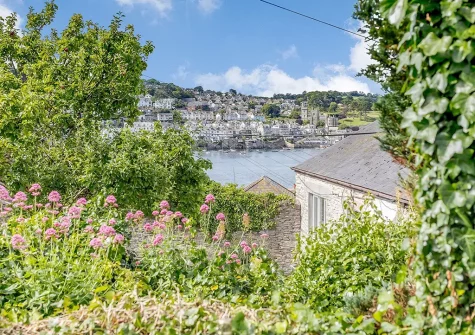 The view from the decked outdoor sitting area at Barney Cottage, Polruan