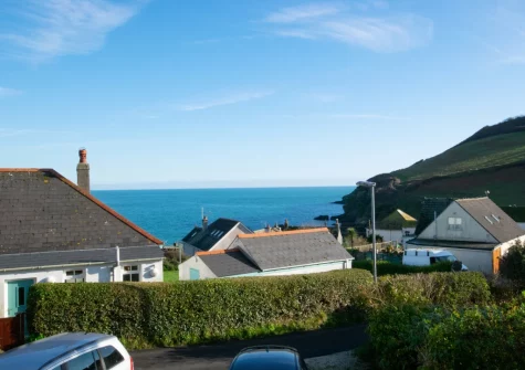 The view from the front patio, alfresco dining & outdoor sitting area at Bay Cottage, Gorran Haven