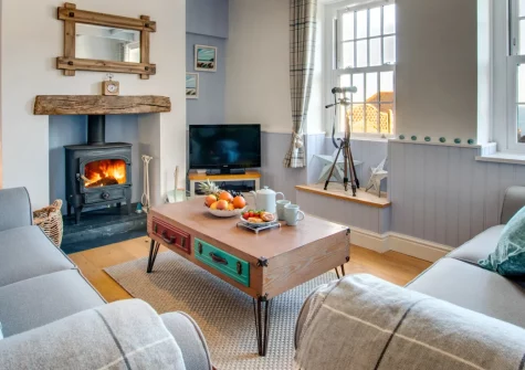 Bay Cottage, Gorran Haven is a charming three-storey coastal retreat with thre bedrooms, sleeping six in a former fishing village, with picture-postcard sea views, sunny gardens front and rear, and Polstreath Beach just moments from your door.