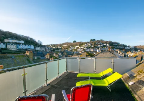 The roof terrace with uninterrupted views across Looe at Bay House, Looe