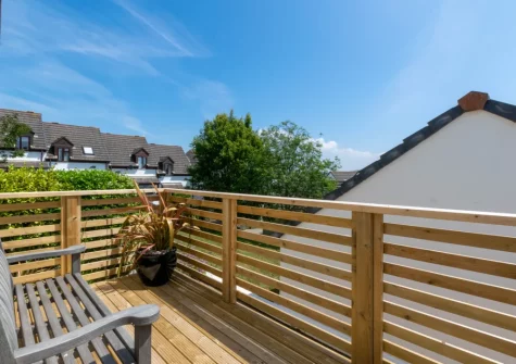 The decked patio & outdoor sitting area at Bay Tree Cottage, Padstow