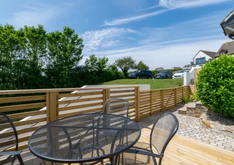 The decked patio & outdoor sitting area at Bay Tree Cottage, Padstow
