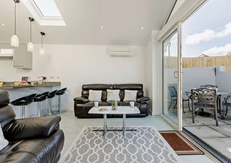 The living area at Bay View, Brixham Holiday Park, Brixham