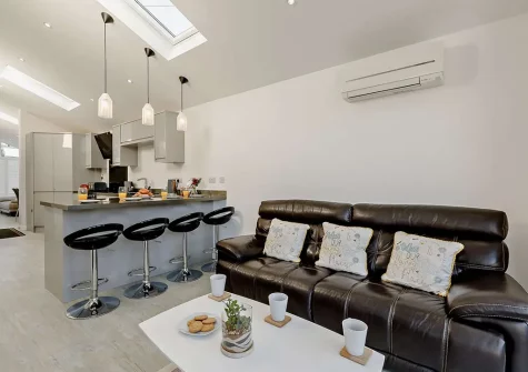 The living area at Bay View, Brixham Holiday Park, Brixham