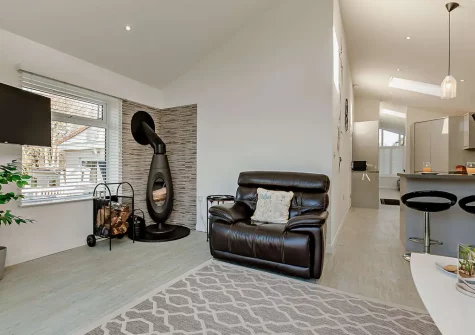 The living area at Bay View, Brixham Holiday Park, Brixham