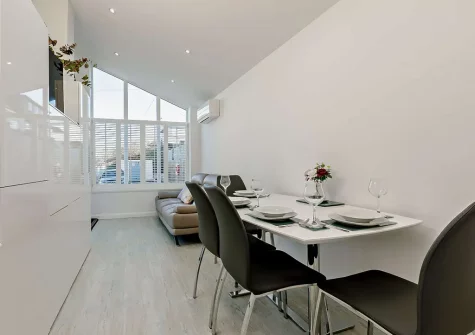 The dining area at Bay View, Brixham Holiday Park, Brixham