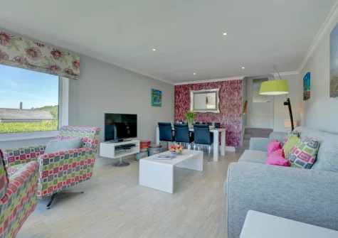 The living area at Bay View Bungalow, Combe Martin